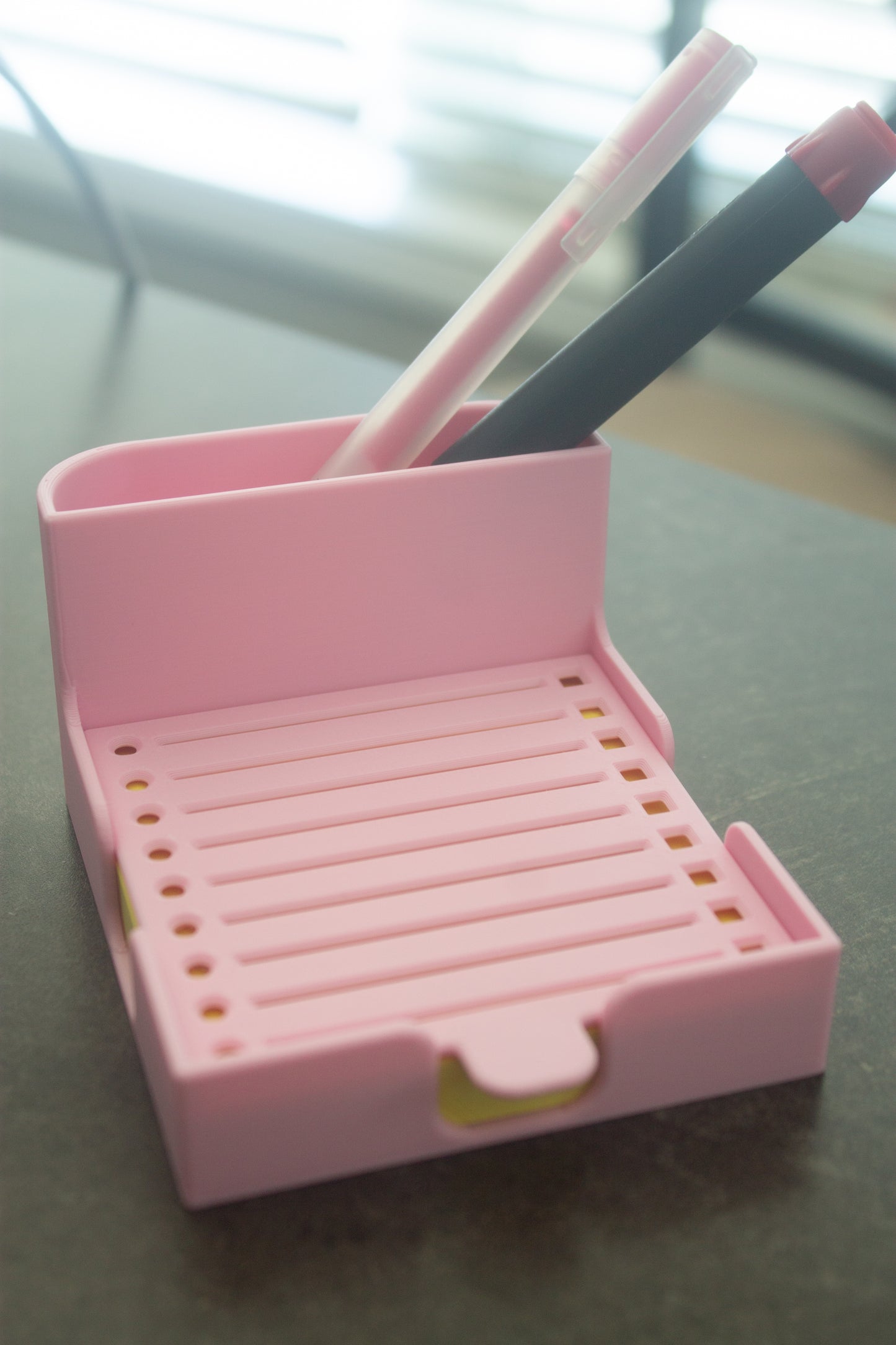 Sticky Note Holder with Built-In Pen Holder and To-Do Stencil - 3x3"