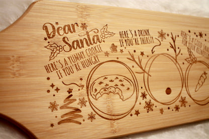 Personalized Santa Treat Board - Laser Engraved Paddle-Shaped Cutting Board