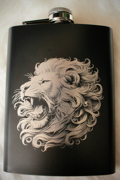 Personalized 8oz Matte Black Stainless Steel Hip Flask