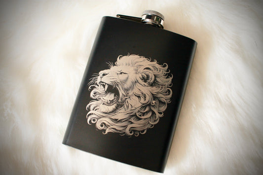 Personalized 8oz Matte Black Stainless Steel Hip Flask