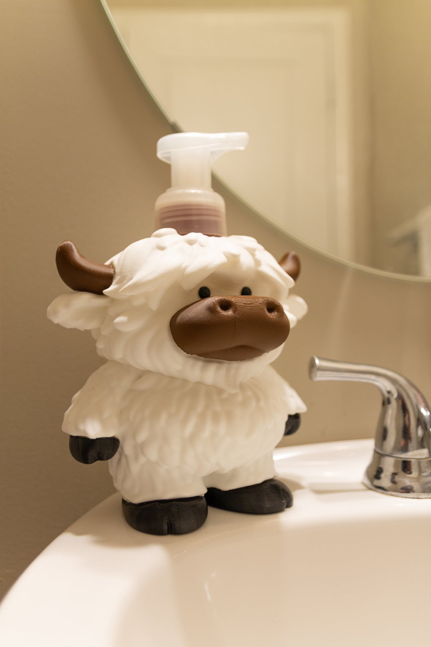 White Highland Cow Foam Soap Holder