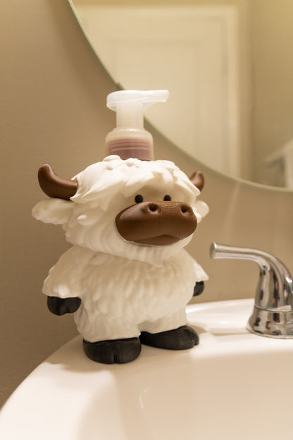 White Highland Cow Foam Soap Holder