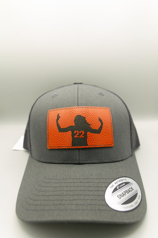 Caitlin Clark Basketball Orange Patch Charcoal Curve Trucker Cap