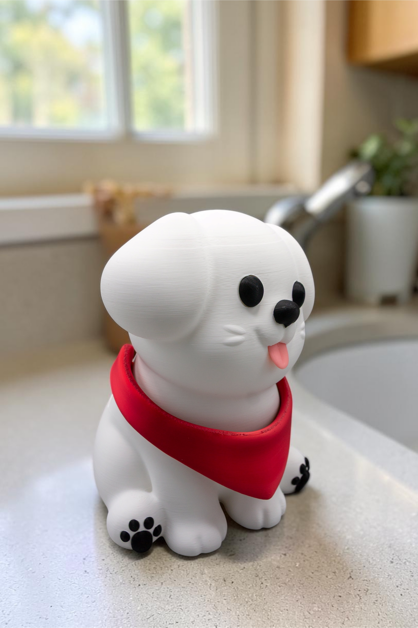 White Puppy with Bandana Foam Soap Holder