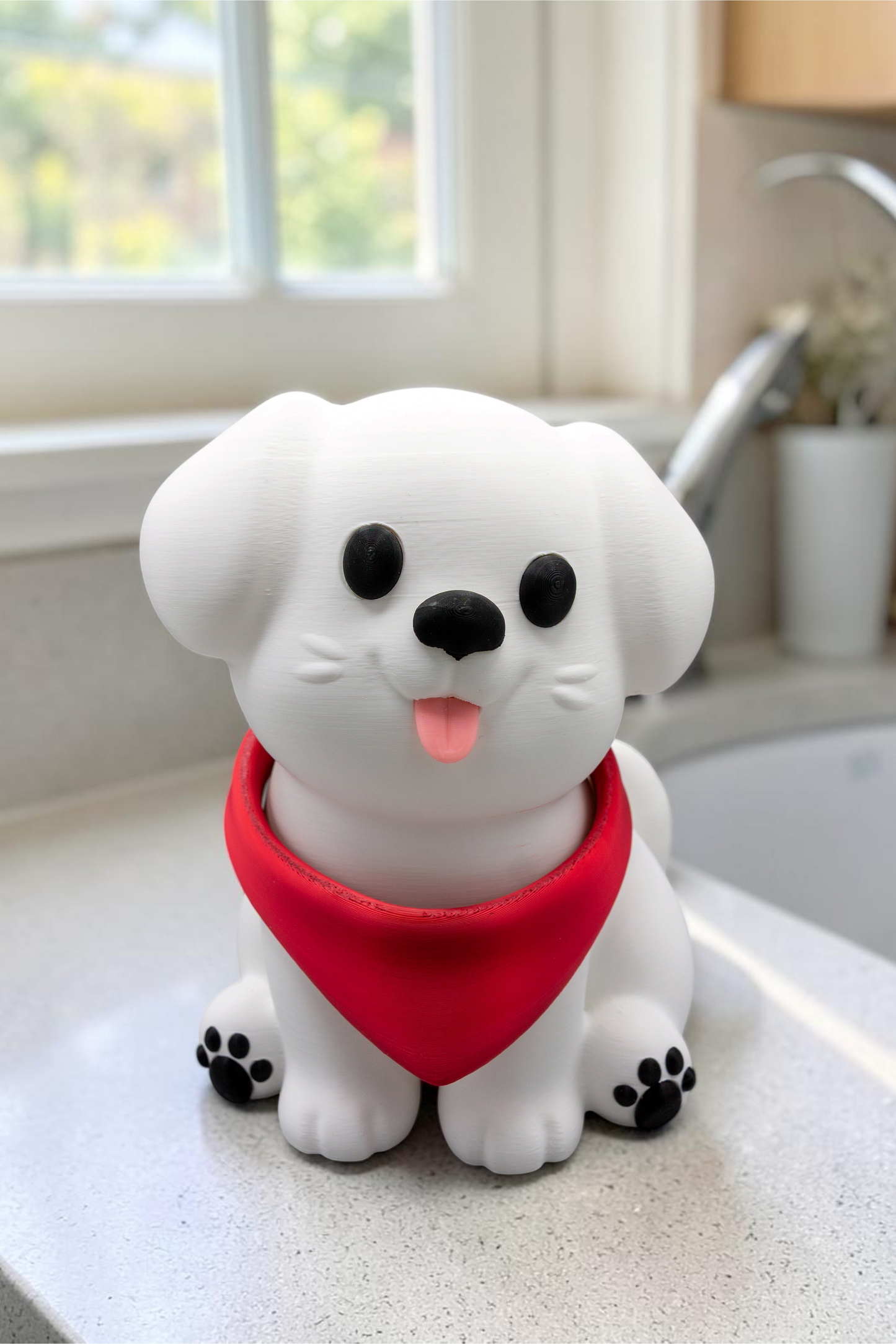 White Puppy with Bandana Foam Soap Holder