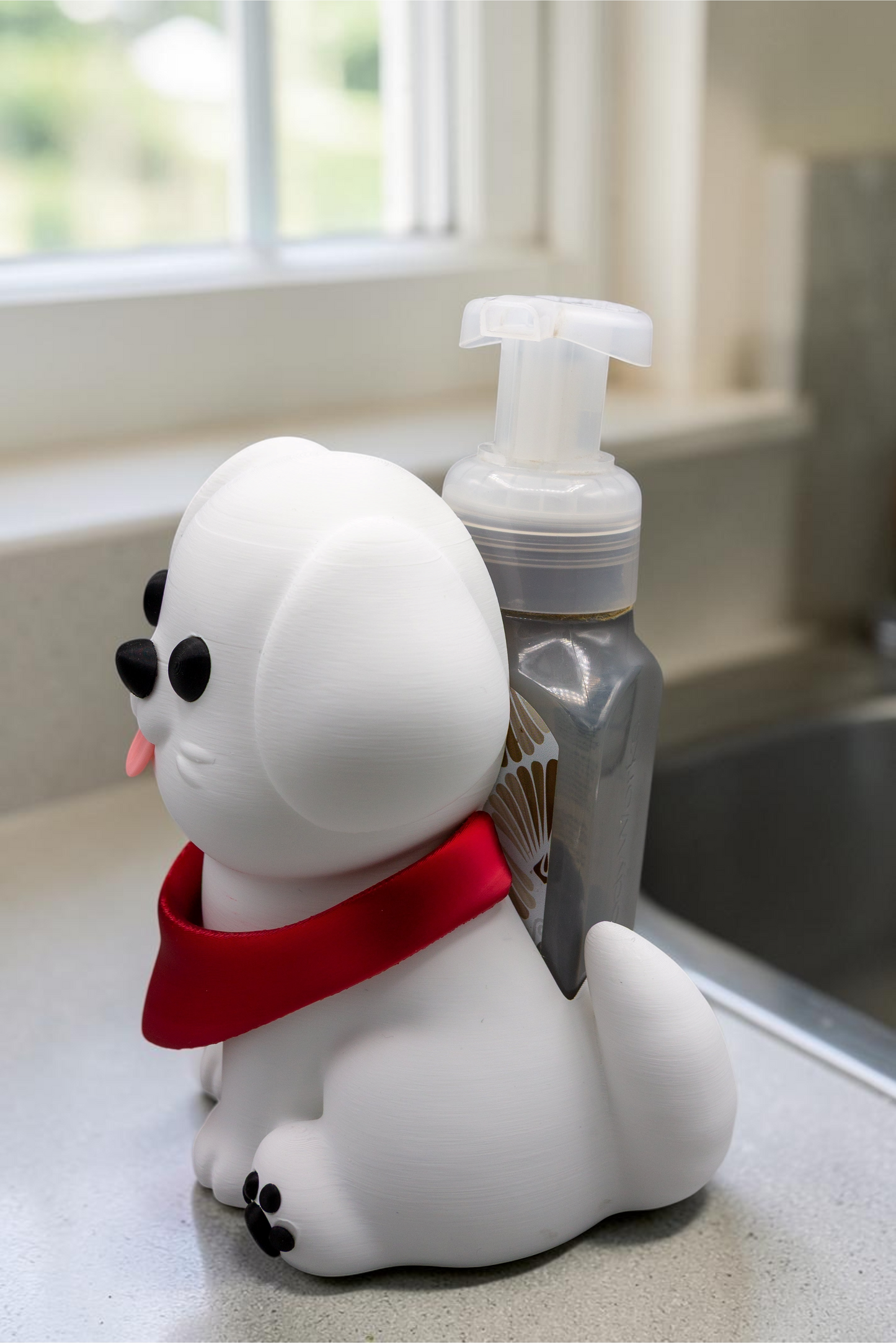 White Puppy with Bandana Foam Soap Holder