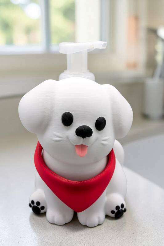 White Puppy with Bandana Foam Soap Holder