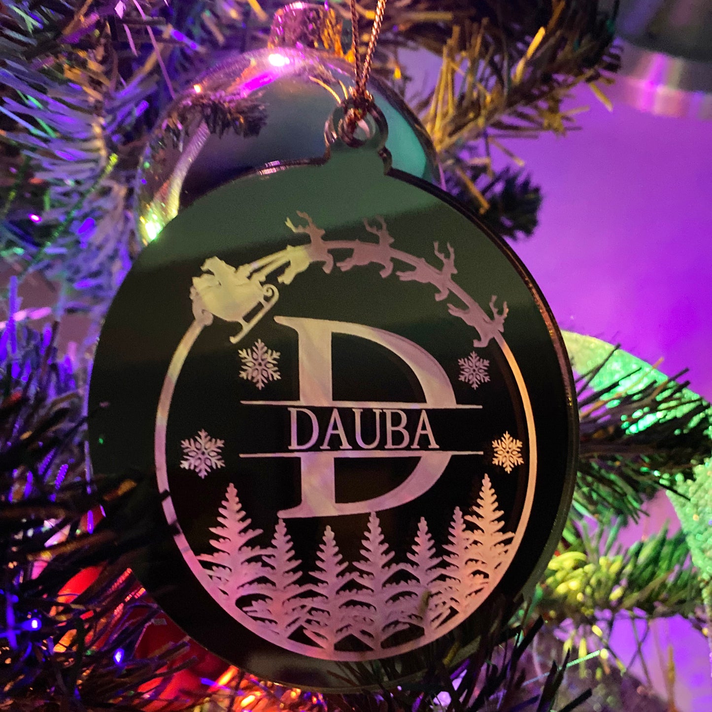 Round Gold Mirror Laser Engraved Acrylic Ornament