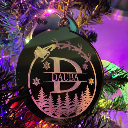 Round Gold Mirror Laser Engraved Acrylic Ornament