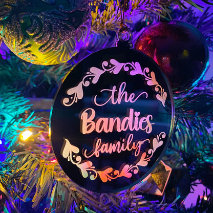 Round Gold Mirror Laser Engraved Acrylic Ornament