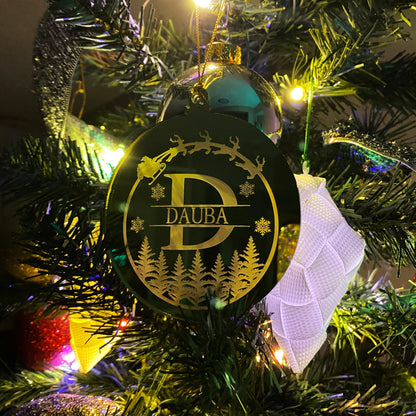 Round Gold Mirror Laser Engraved Acrylic Ornament