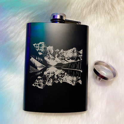Laser Engraved 8oz Matte Black Stainless Steel Hip Flask