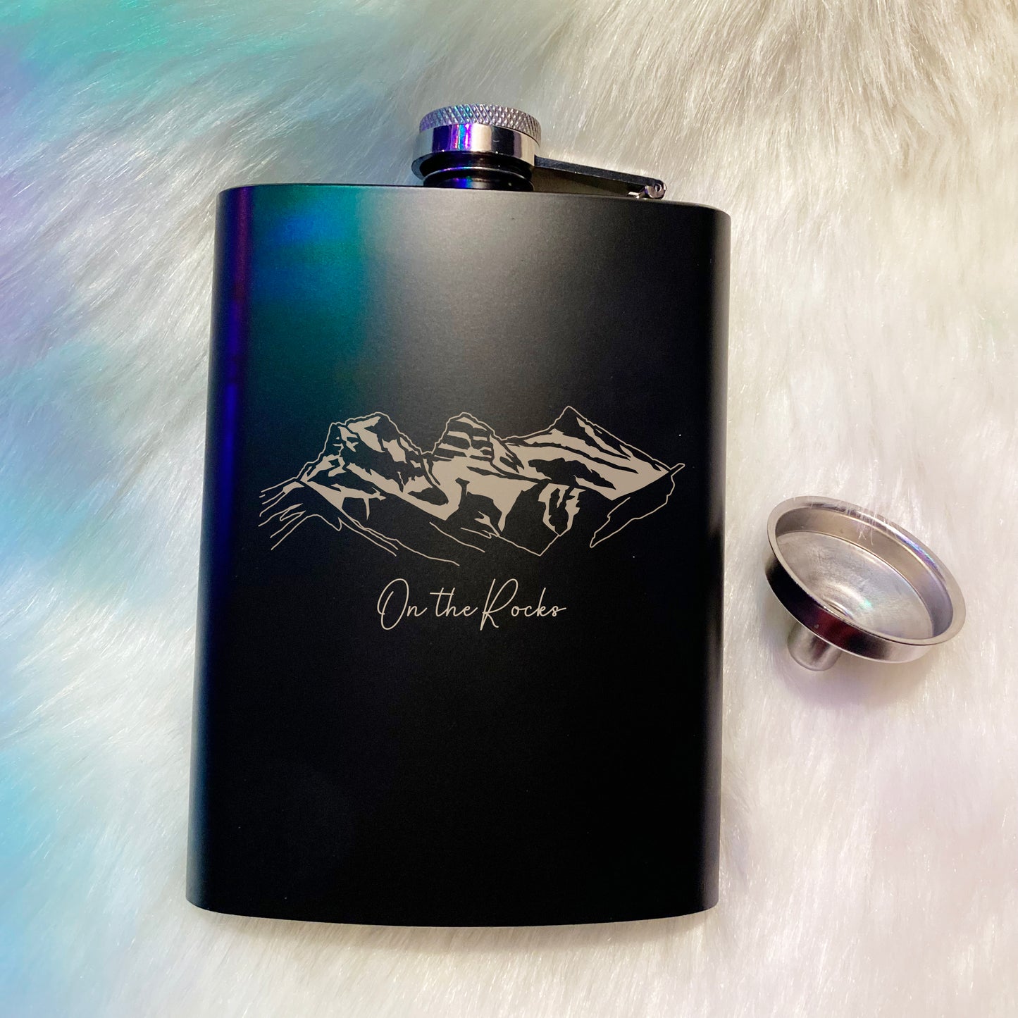 Laser Engraved 8oz Matte Black Stainless Steel Hip Flask