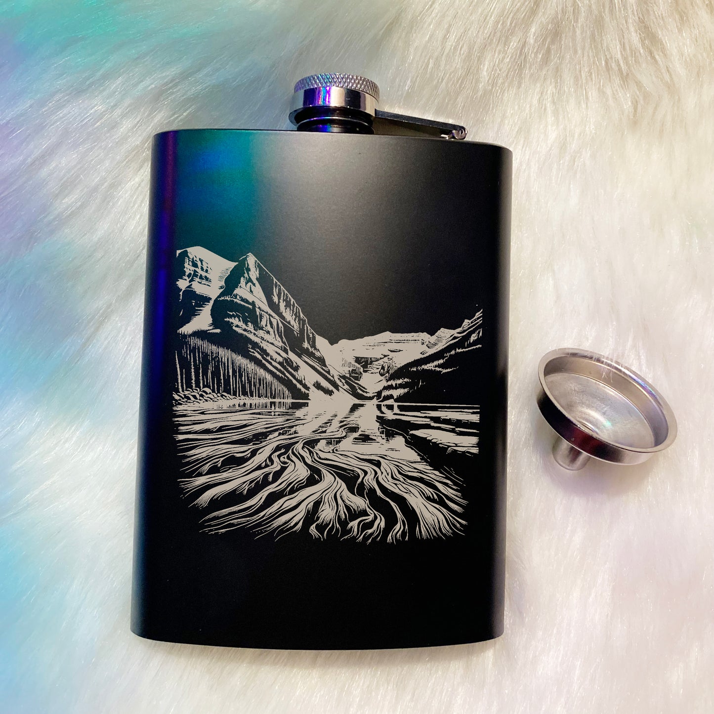 Laser Engraved 8oz Matte Black Stainless Steel Hip Flask