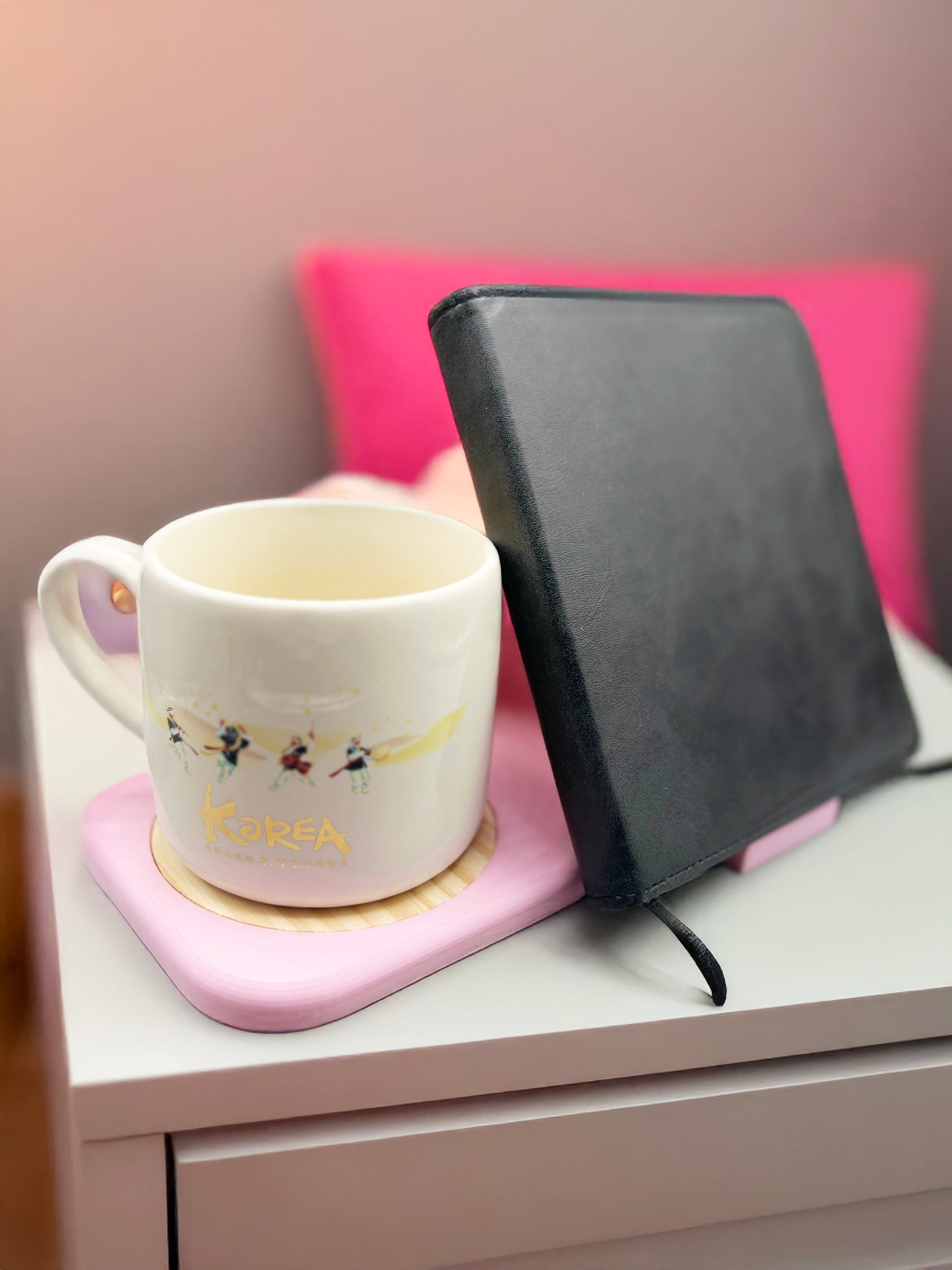 Book Rest with Round Wooden Coaster