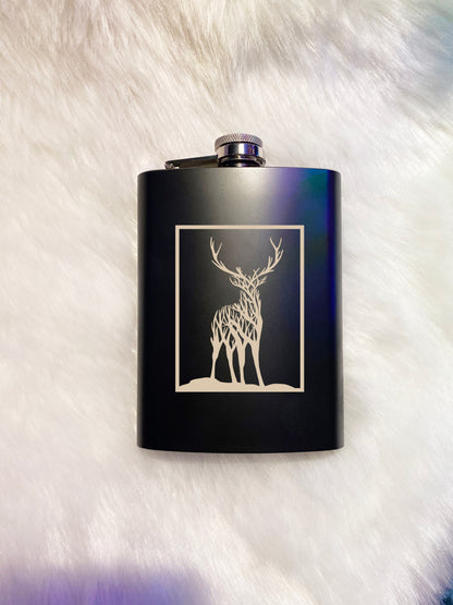 Personalized 8oz Matte Black Stainless Steel Hip Flask