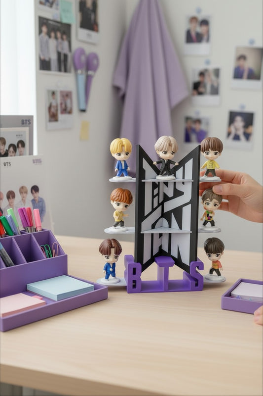 BTS display stand - Purple BTS Silver shelves